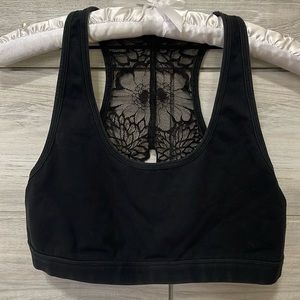 Victoria’s Secret Pink Crop Haut Court Black Lace Back Bralette